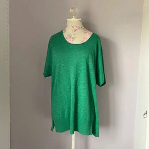 Eileen fisher short sleeve linen/cotton top green size M